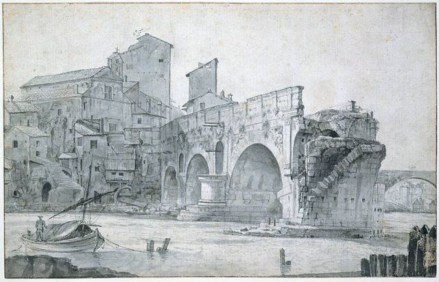 Ponte Rotto by Jan Asselijn, first half of the 17th century (Wikimedia Commons).