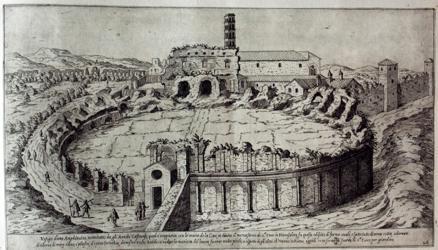 Amphitheatrum Castrense. Engraving by Etienne Duperac (Wikimedia Commons)
